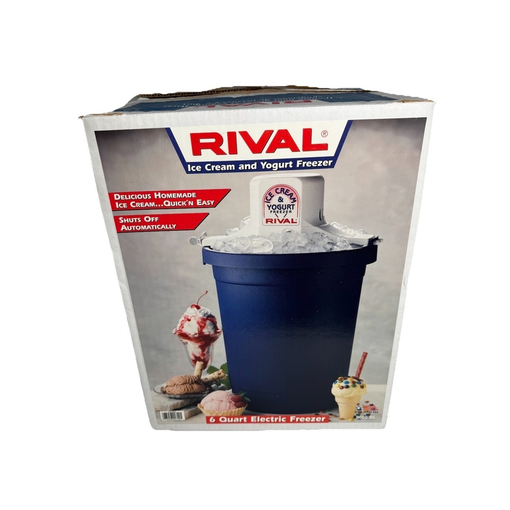 Vintage Rival Electric Ice Cream Yogurt Freezer Maker 6 Qt Quart Model 8605 USA